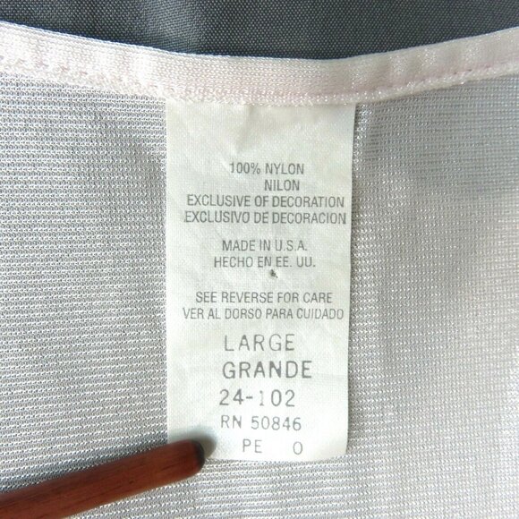 Vintage Light Pink Nylon Nightgown: Lace Trim, Tie Back (Size L) - Picture 8 of 13